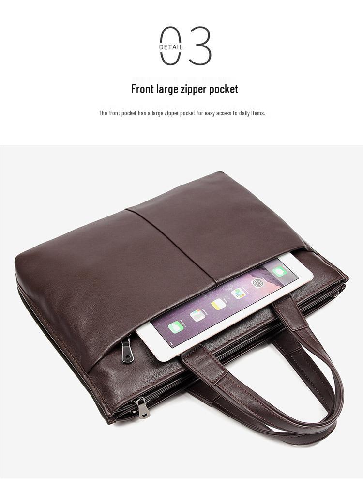 Herren-Aktentasche aus echtem Leder: Strapazierfähige, wasserdichte Laptoptasche aus Rindsleder für Anwälte und Pendler