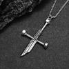 Retro Broken Sword Necklace Trendy Men Personality Made of Old Imitation Thai Silver Broken Sword Cross Pendant Mens Collarbone Chain