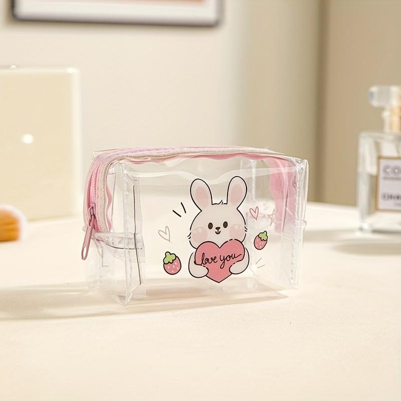 Transparent PVC Mini Portable Storage Bag Multifunctional Cute Animal Print Purse For Travel