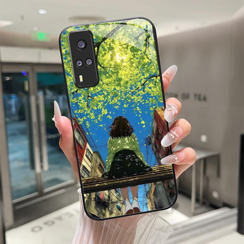 

Красивый Цветок Милые Кошки Чехол Для Vivo Y51 2020 Y31 2021 Y 31 Y53S Y51A Закаленное Стекло Чехол Для Телефона Защитная Крышка Жесткий Корпус VIVO Y53S