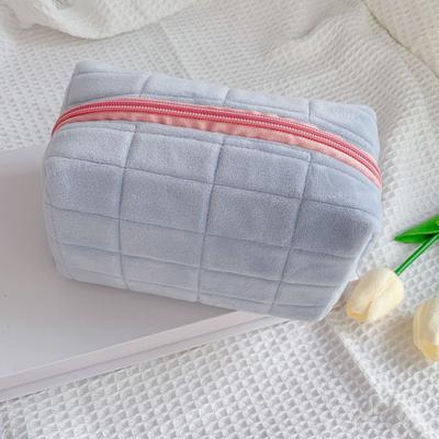 Makeup Bag Fluffy Store Cosmetics Solid Color Durable Travel Storage Handbag Lady Gift for Home