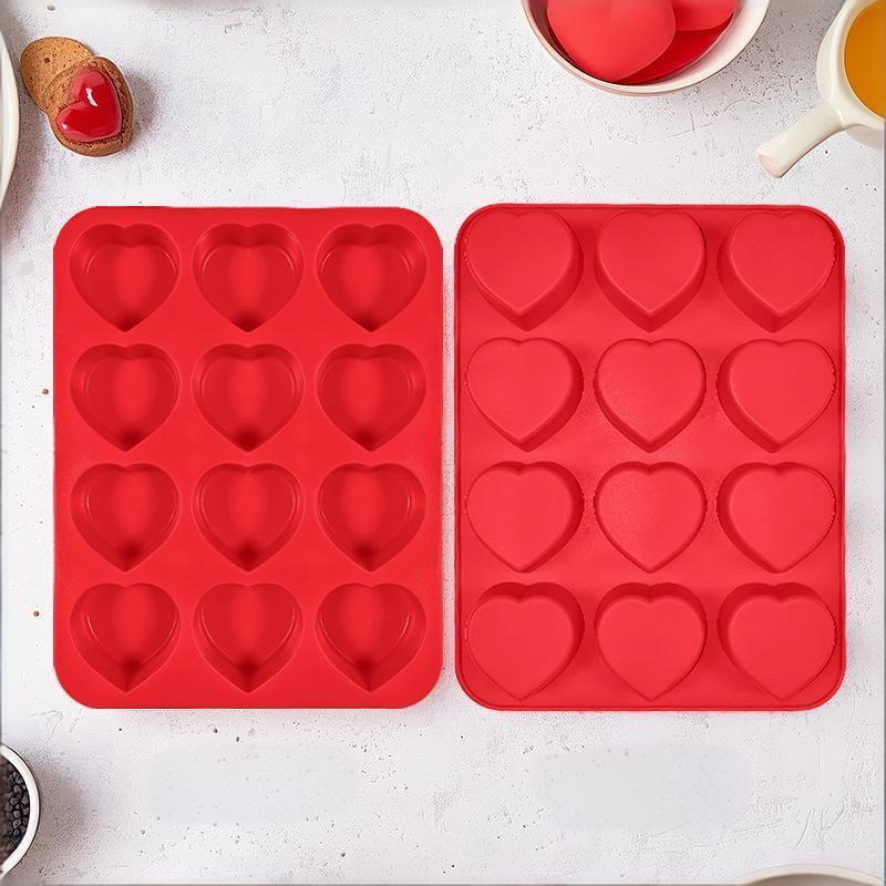 12-Cavity Silicone Cake Mold Heart-Shaped Non-Stick Baking Mold For Brownies Food-Grade Microwave Safe Cupcake Making Tool