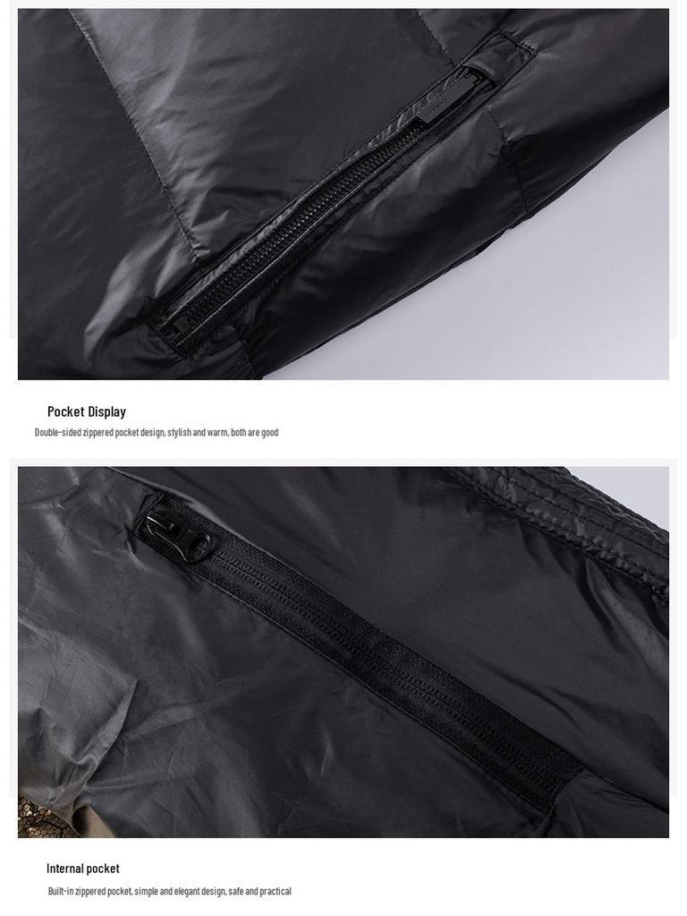 Men's and Women's Black Gold Thickened Down Jacket - Short Style for Autumn and Winter