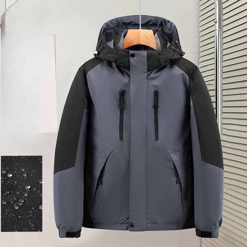 Men's Hooded Rain and Cold Resistant Winter Jacket Thickened Warm Lightweight Casual Loose Comfortable Cotton Jacket Punching Jacket