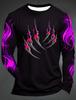 3D Printed Flame Scratch Pattern 3D Printed Autumn Men's Crew Neck T-Shirt Casual Long Sleeve Oversized Pullover Fashion Tops
