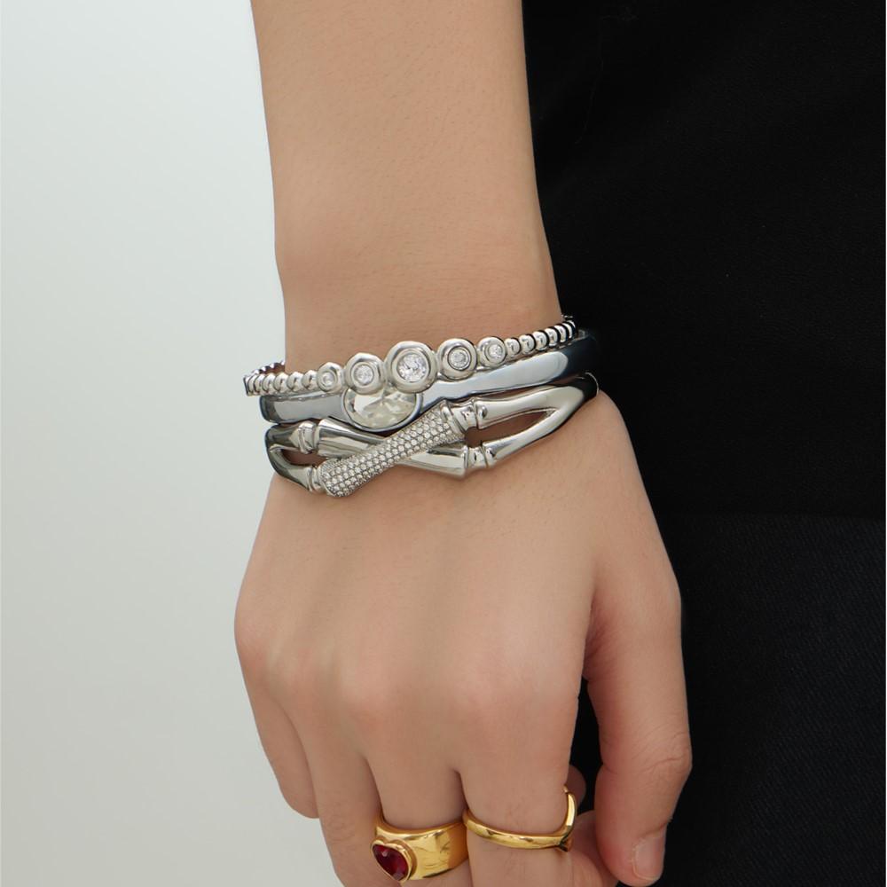 Schnallenarmbänder Armreifen Aus Edelstahl 18k Vergoldet Armband Armreif Glänzender Zirkon Öffnungsbare Armbänder Armreifen für Damen
