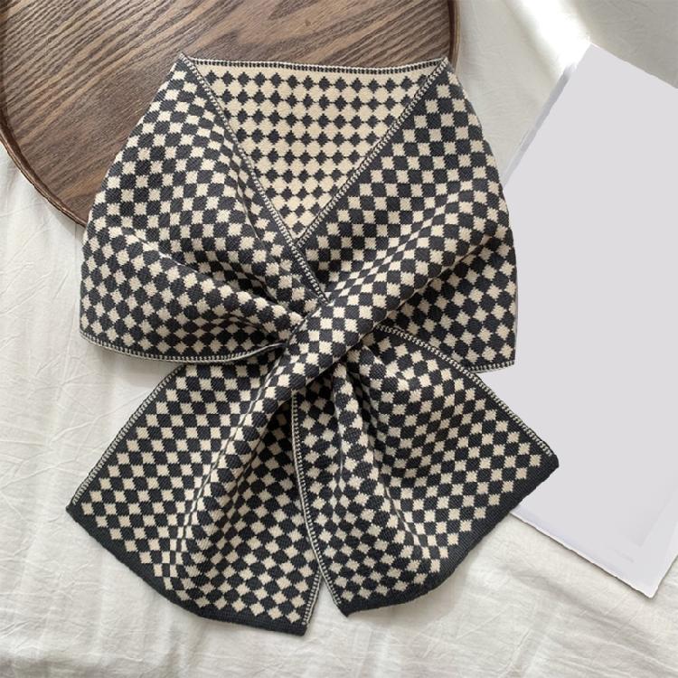 Knitted Checker Neck Gaiter for Daily Use Women Girl Neck Scarf for Winter Wear