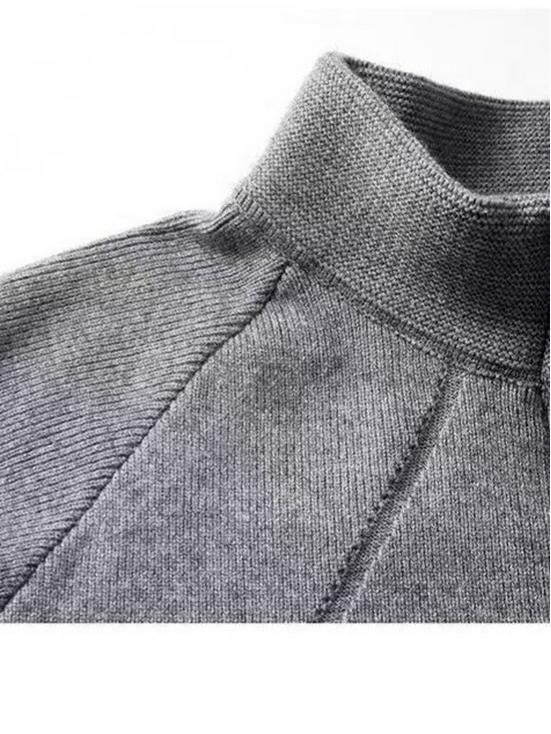 Cárdigan de Punto Holgado con Cremallera y Cuello Alto de Peso Pesado Otoño Invierno