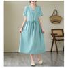 V-neck Mid-length Dress Summer New Retro Literary Large Swing A-line Skirt