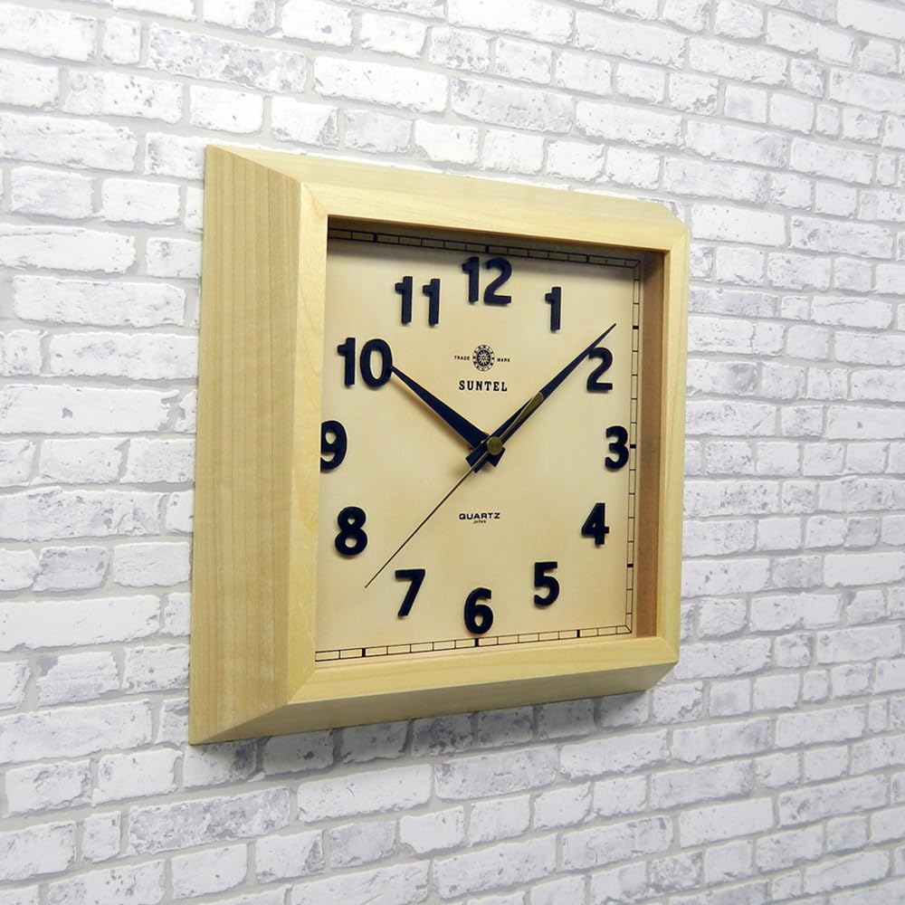 Santel Square Wall Japanese-made Clock, Natural, QL696-NA