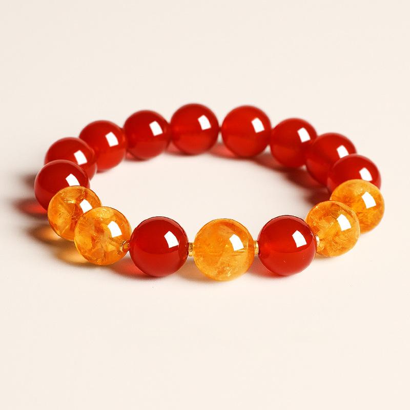 Natural agate optimized citrine beaded bracelet light luxury niche design bracelet high-end fashion jewelry women