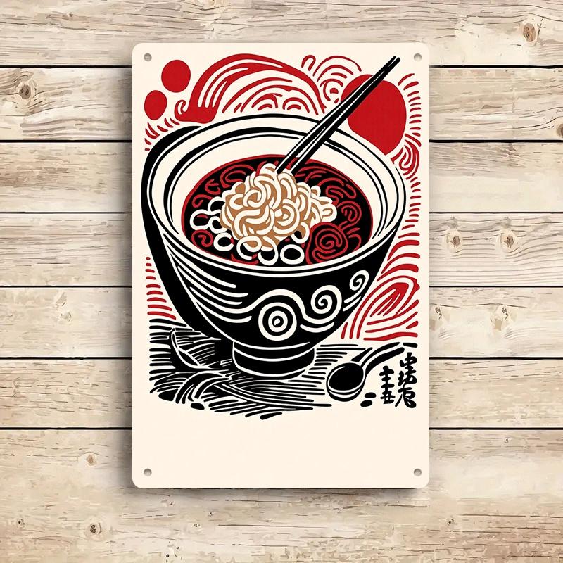 One piece of Chinese-style ramen iron hanging tag, a creative kitchen decoration, home wall art craft gift, suitable for food lo