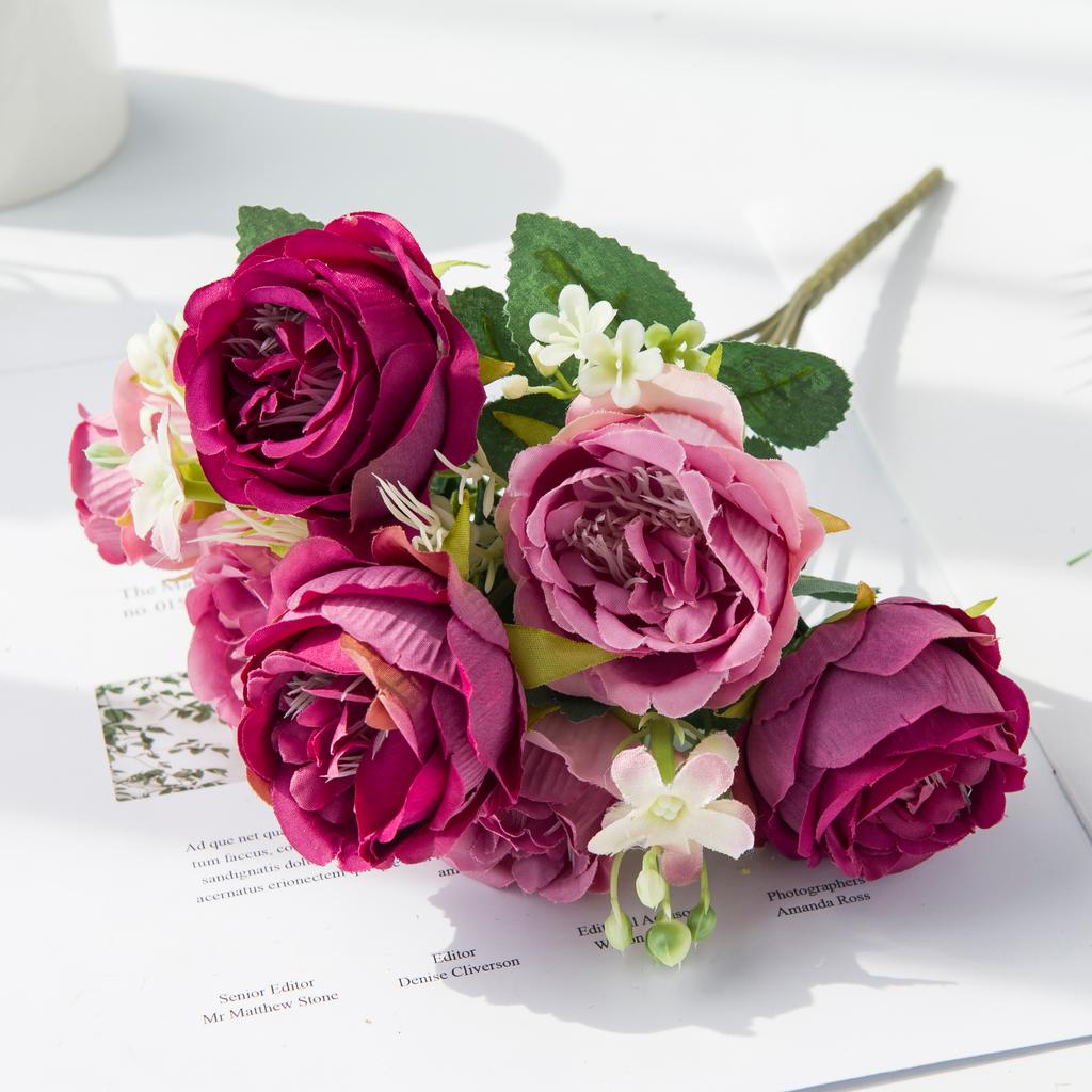 Artificial Flower Vase for Home Decoration Accessories Wedding Scrapbook Peony Candy Box Arrangement Christmas Silk Rose Bouquet