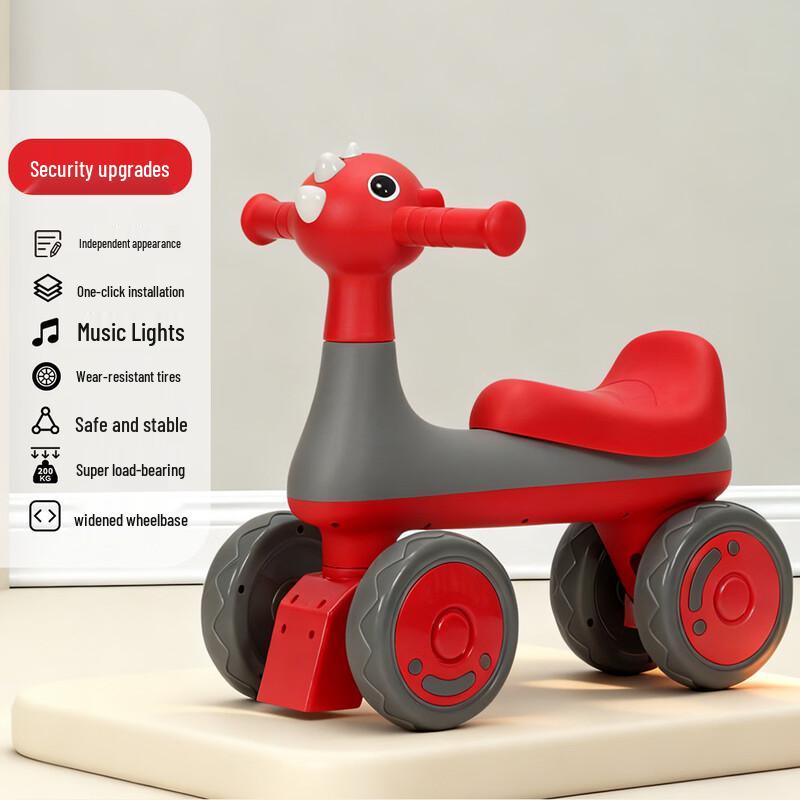 Longchan Toddler Four-Wheel Balance Bike with Music and Lights