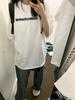 Damen Plus Size Retro Weiß Mittellanges Baumwoll-T-Shirt