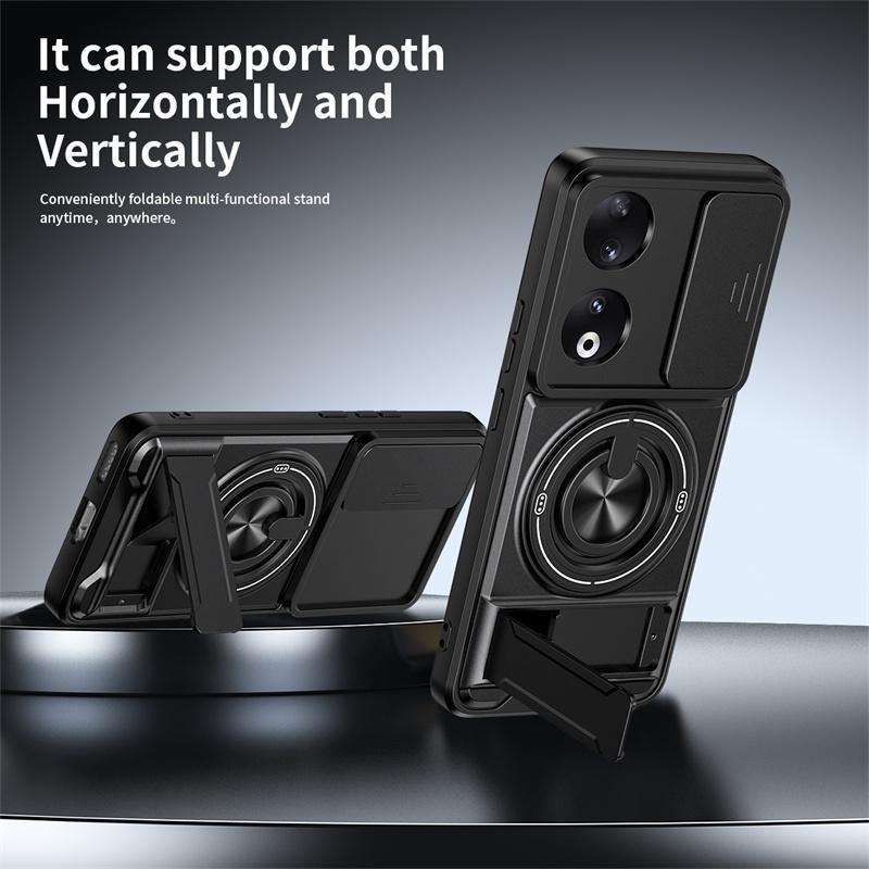 Armor Phone Case For Honor 90 Smart 90 Lite Cover Lens Protection Magnetcic Ring Stand Holder Back Shell Fundas