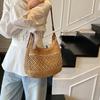 Yogodlns Women Hollow Shoulder Bag Large Capacity Straw Weaving Travel Handbag Adjustable Strap Shopper Tote Bag