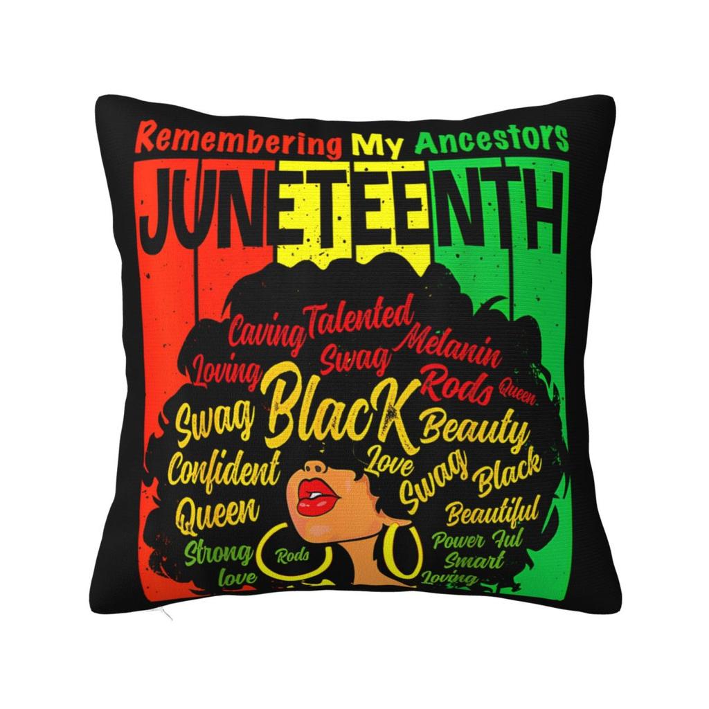 Kwadratowa poszewka na poduszkę Juneteenth Poliestrowe poduszki na sofę Świętowanie Czarnego 1865 Afroamerykańska spersonalizowana poszewka