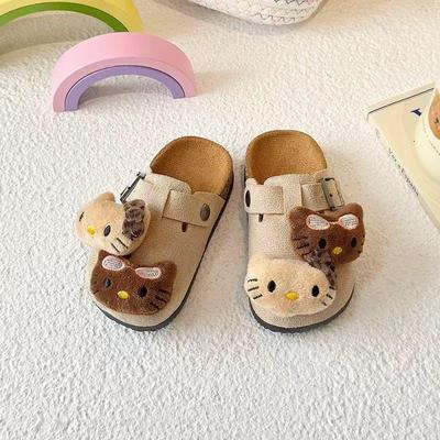 Girls' Cute Cartoon Birkenstock Slippers - 2025 Spring Model, Thick Sole, Closed-Toe, Outdoor Wear, Lazy Style