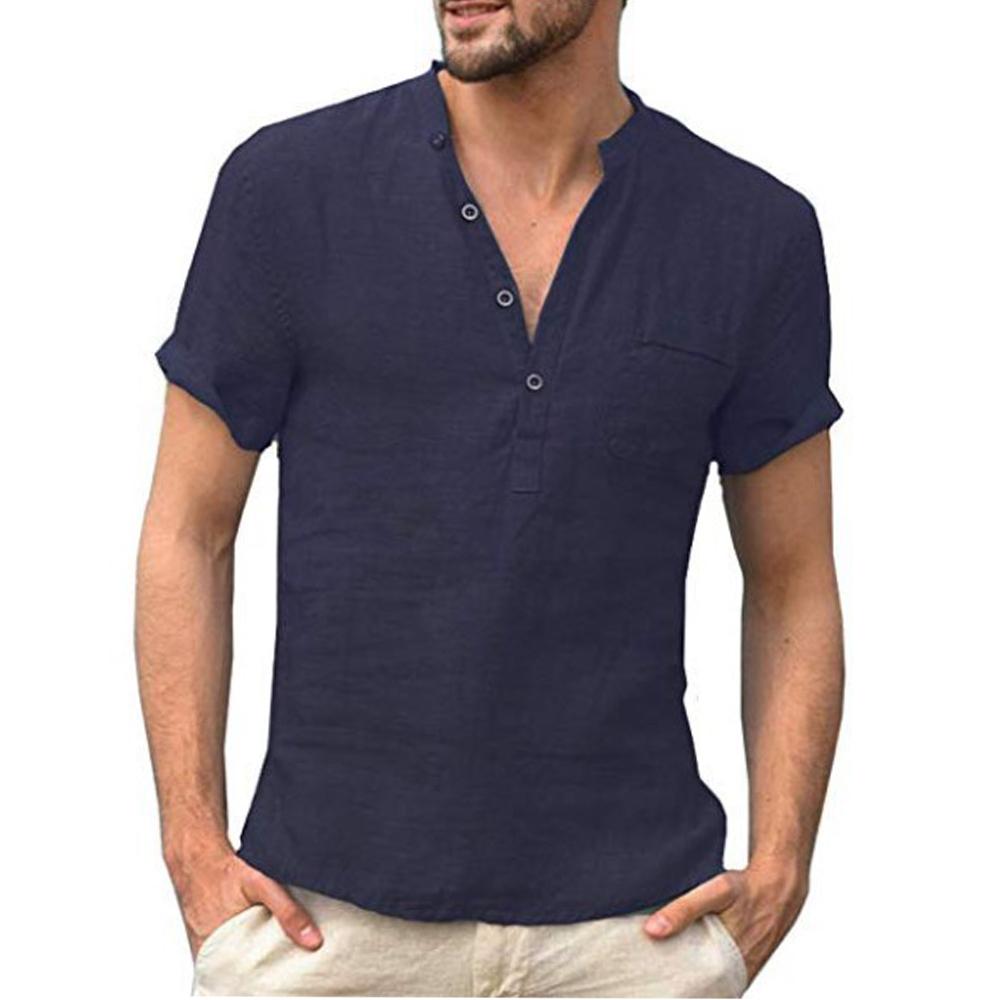 Summer Men's Short-Sleeved T-shirt Cotton and Linen Led Casual Men's T-shirt Shirt Male  Breathable XS-5XL