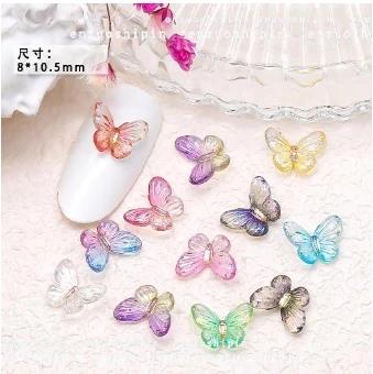

30pcs Resin Colorful Kawaii Crystal Butterfly Miniature-Fairy Garden Figurines Scrapbook Wedding Applique Nail Art Decor Crafts