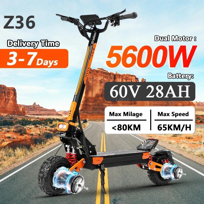 Z36 eScooters 5600W Dual Motor 60V28AH With Turn Signal Electric Scooter Hydraulic Brake 11'' Off-road Tubeless Tire E-Scooter