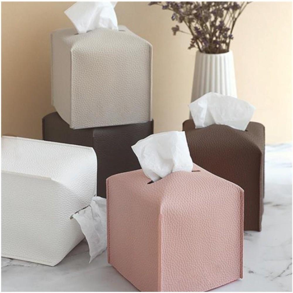 Waterproof PU Tissue Box Square Tissue Holder Minimalist Tissue Container  Office Use