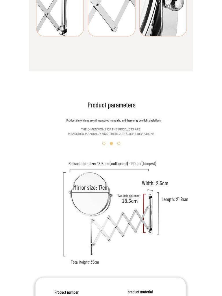Wall-Mounted Double-Sided Magnifying Makeup Mirror: High-Definition Telescopic Folding Vanity Design