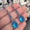 Vintage Women Rhinestone Inlaid Long Dangle Water Drop Earrings Eardrops Jewelry