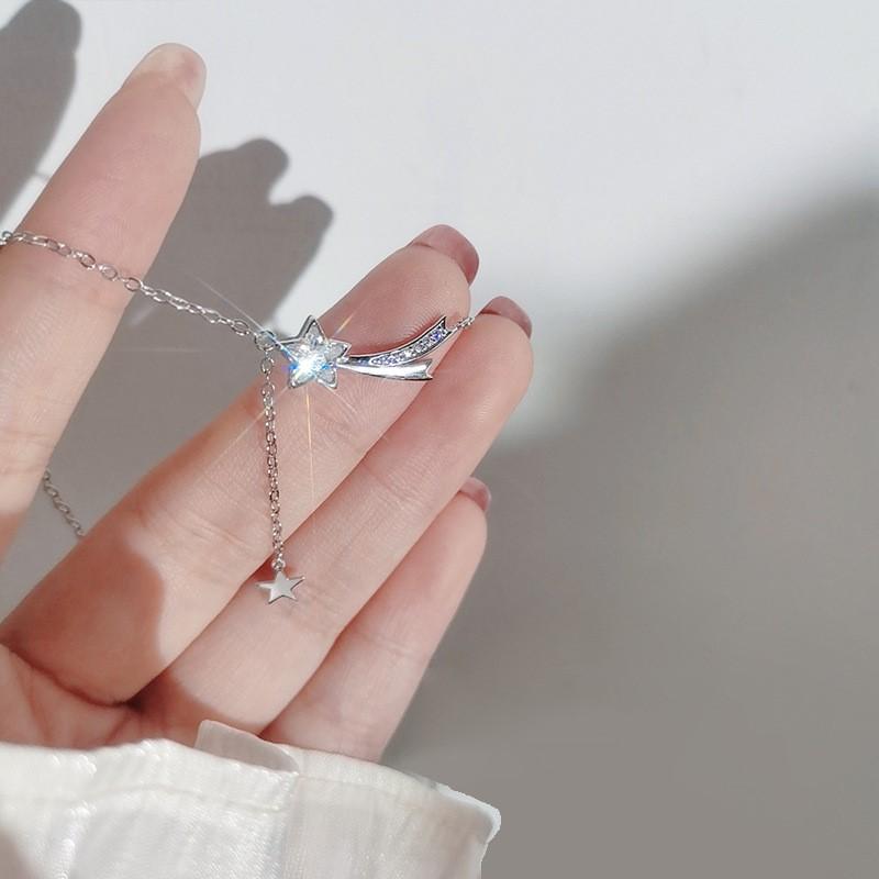 ANENJERY Zirkon Mond Stern Anhänger Lange Quaste Halskette Für Frauen Zarte Kragen Kette Party Schmuck Zubehör
