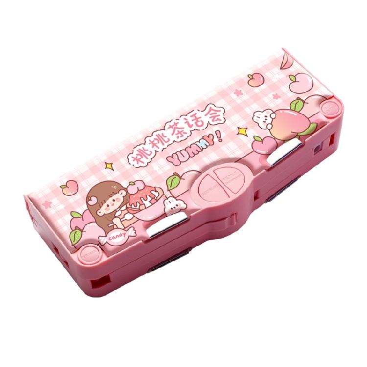 Novelty Pencil Box with Safety Scissors Sharpener Timetable Finger Wrap Tape Clear Ruler Eraser for Children Boy Girl
