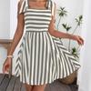 2026 Spring and Summer New European and American Cross-border Amazon Women's Casual Striped Shoulder-tied Sweet Suspender Dress
