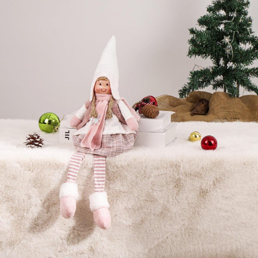 LED Christmas Angel Doll with Retractable Legs - Cute Holiday Elf Decoration