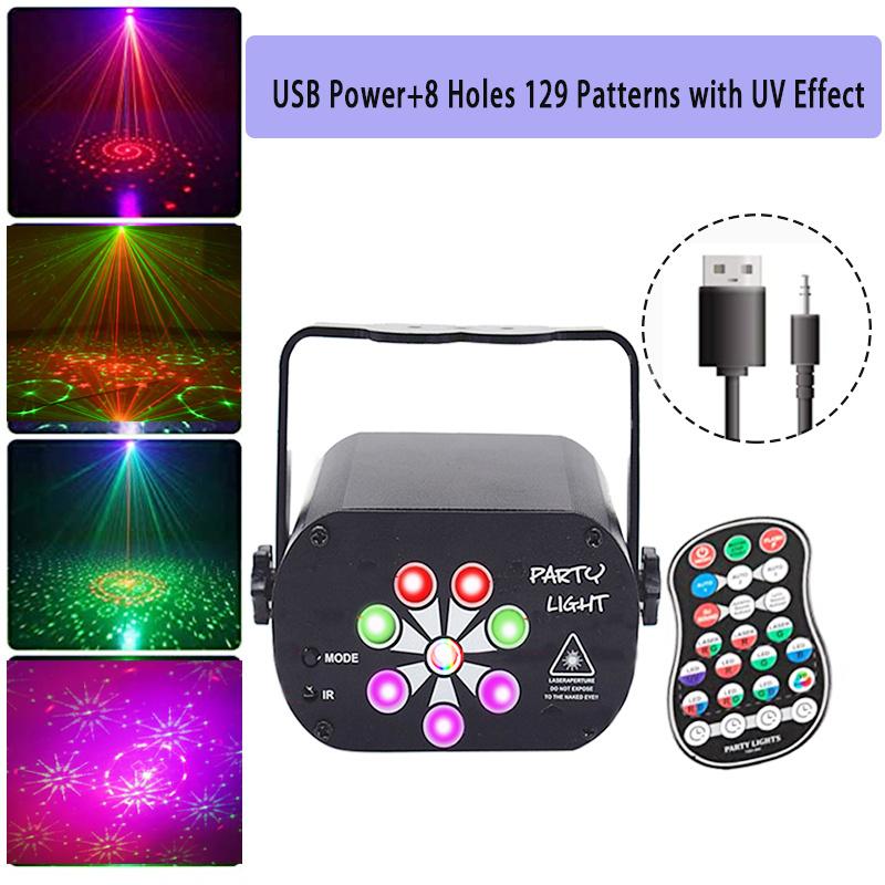 

Дискотека RGB Лазерный сценический луч Звуковая активация DJ Вечерние огни со стробоскопическим эффектом вспышки USB Rechargeable