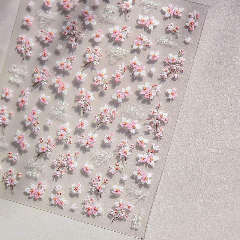 

Nail Stickers Embossed Chinese Style Cherry Blossom Daisy Linglan Net Red Shell Light Fresh Japanese Style Three-Dimensional Ins Sakura of Spring [Send Tweezers]]