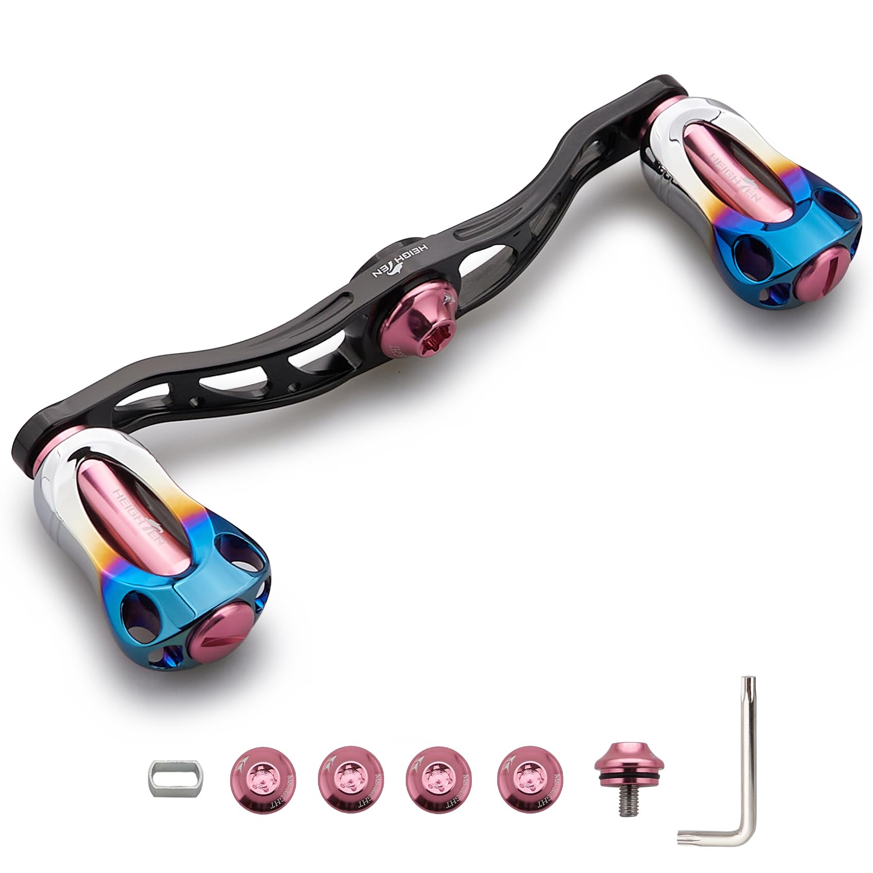 

HEIGHTEN Рукоятка катушки с 22-мм кнобом для универсальной мультипликаторной катушки Abu серии Aurora Черная Сакура 88/90/105/115 мм Shimano, Daiwa, (105мм - & Розовый)