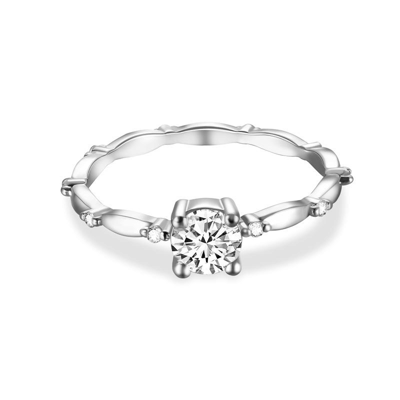 

Мозамбикский Солитер с Четырьмя Крапанами, Свадебный Набор с Лабораторным Бриллиантом US Size 7 серебряный