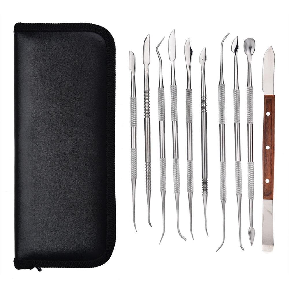 Stainless Steel Wax Carving Tool Set 10-Piece Set Portable Metal Sculpture Kit With Case Double Ended Clay Sculpting Tools