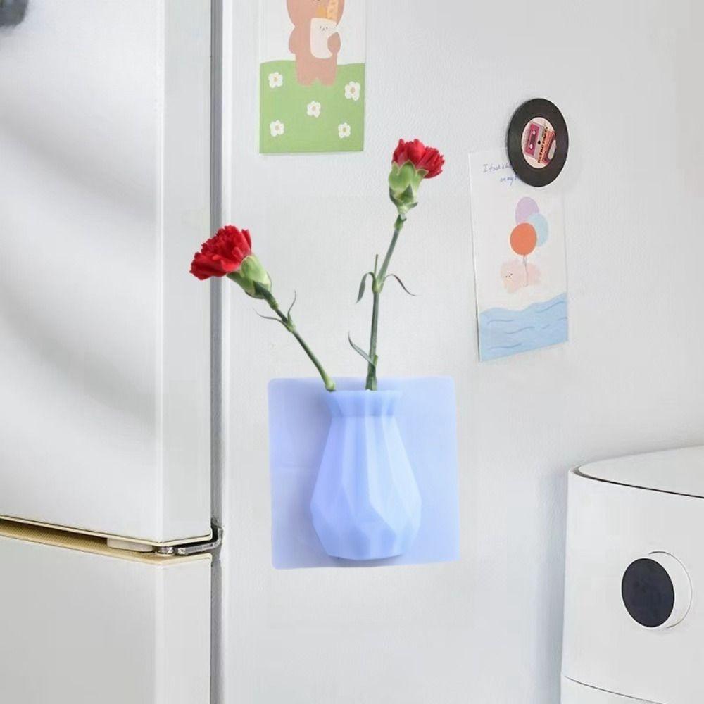 Silicone Magic Sticker Vase Reusable Decorative Vase Hot Wall-mounted Vase  Dried Flowers