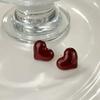 Elegant Retro Hong Kong Style Heart Drip Oil Stud Earrings - Versatile and Stylish for Women