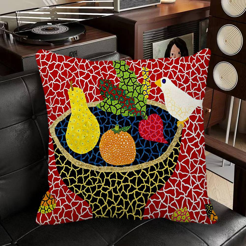 Yayoi Kusama Art Exhibition Pumpkin Flower Wall Art Pillow Case Square Pillow Bedroom Sofa Leisure Comfort Cushion Car
