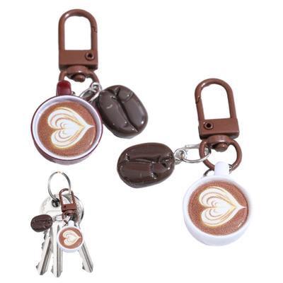 Koffiekopje Sleutelhanger Creatieve Sleutelhanger Hanger Mini Latte Art Koffiekopje Sleutelhanger met Gesimuleerde Koffieboon voor Tassen Sleutels