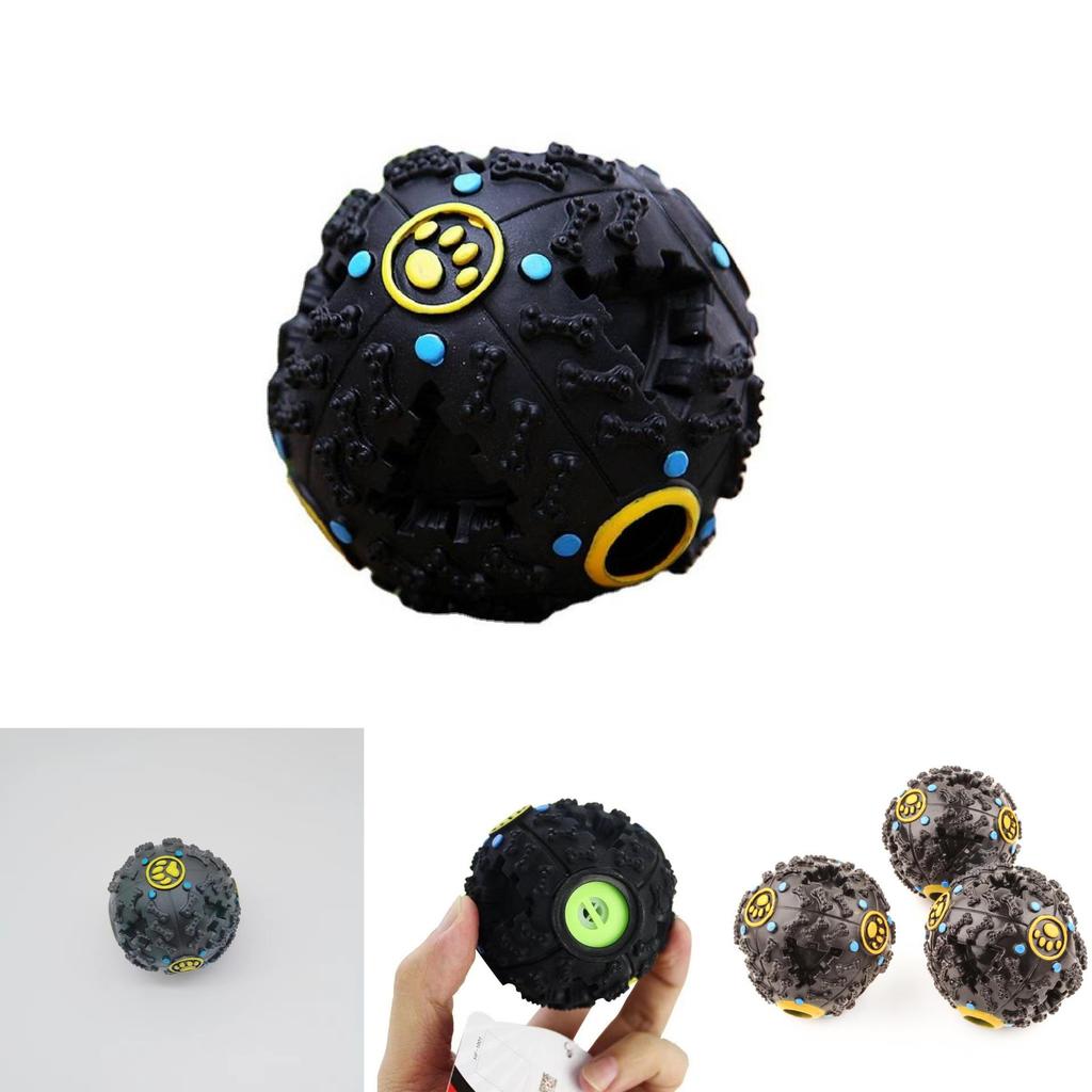 Exciting Black Squeaky Treat Dispensing Ball For Dogs Perfect For Chewing And Dental Health