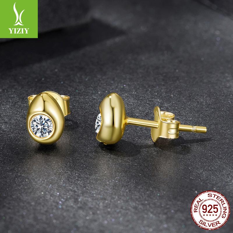 Water Drop Moissanite Stud Earrings Simple Premium Texture S925 Sterling Silver Stud Earrings