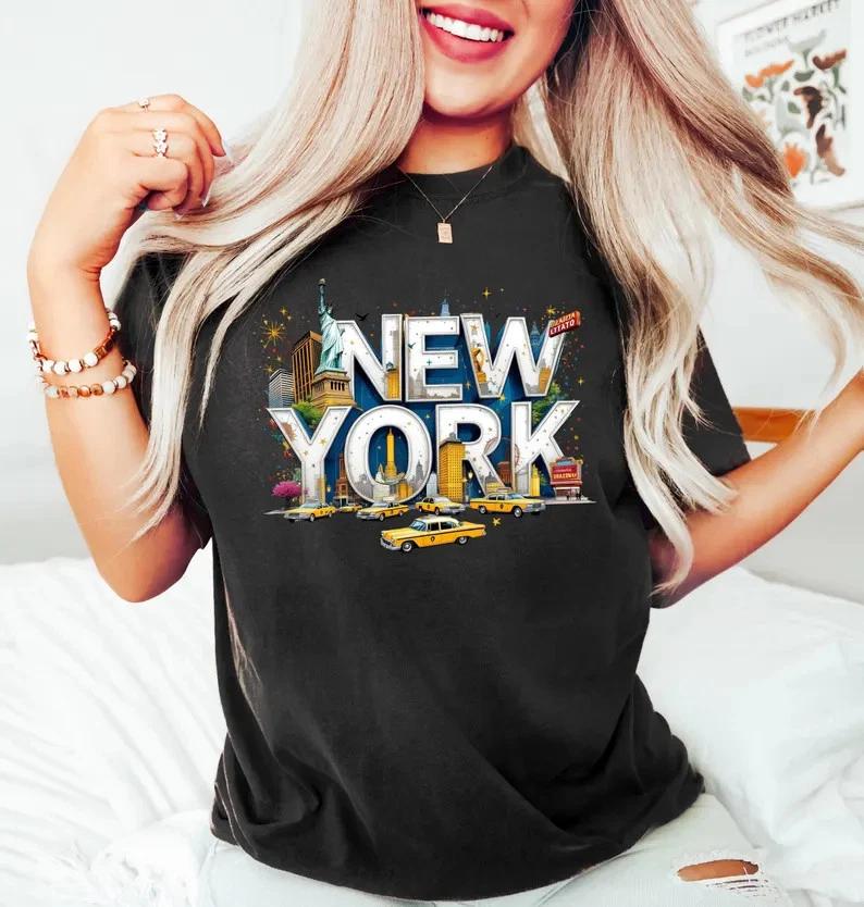 New York City Statue Graphic T Shirt NYC Tourist Souvenir Tee