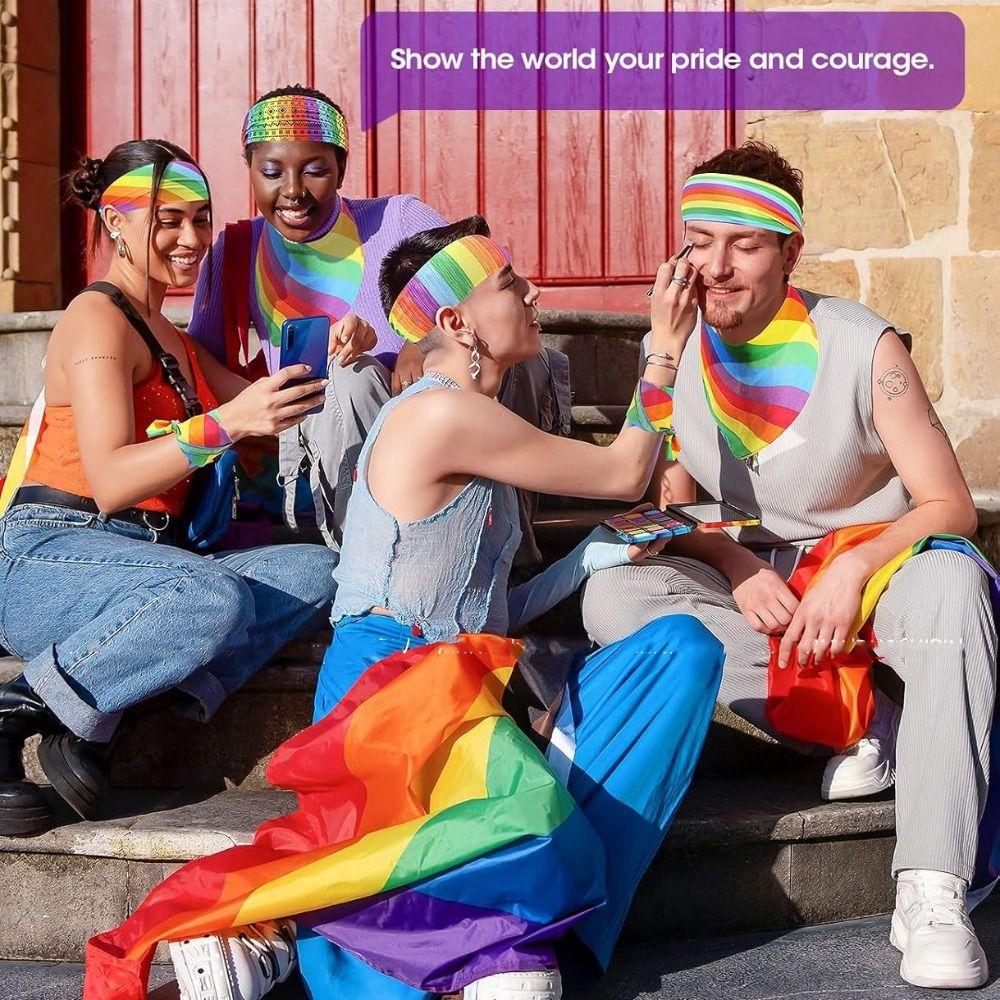 Parade Rainbow Headband Soft Sports Hairband Fashion Rainbow Elastic Headband  Women