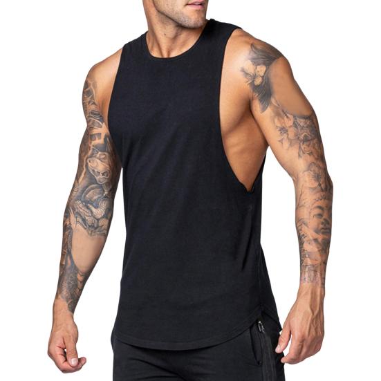 Men Summer Casual Vest O-Neck Sleeveless Letter Decoration Tank Tops Solid Color Fitness Tops with Wide Shoulder Straps Streetwear