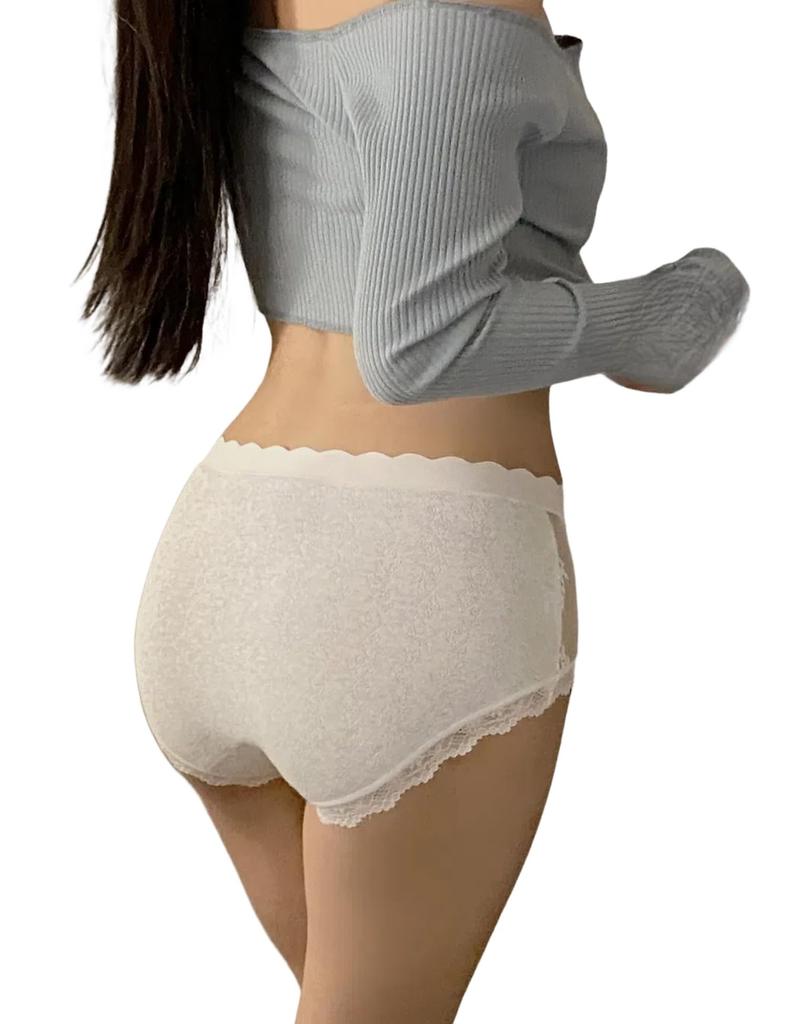 Cotton Shorts with Lace Gentle On Size L [conghuan] Women's Trim, Sexy, Non-Tight Fit, Skin, Fade-Resistant, Breathable, Stretchy, Gray,