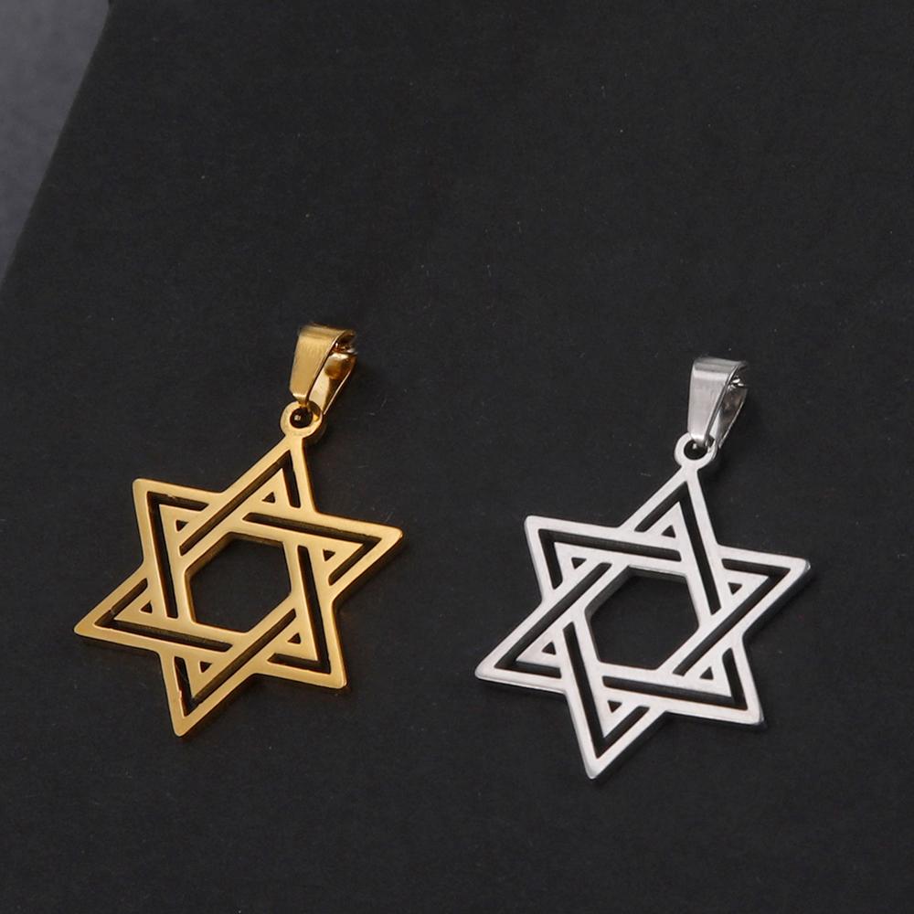 Dawapara Jewish Menorah David Star Stainless Steel Pendant for Necklace Hexagram Charm Jewelry Making Religious Hanukkah Gift