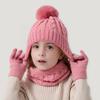 3Pcs/Set Kids Hat Scarf Gloves Set Colorful Twist Texture Hat Thickened Plush Lining Neck Gaiter Knitted Gloves Set